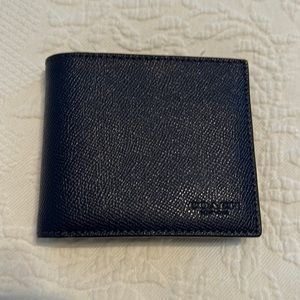 Navy Pebbled Leather Coach Wallet with removable ID case